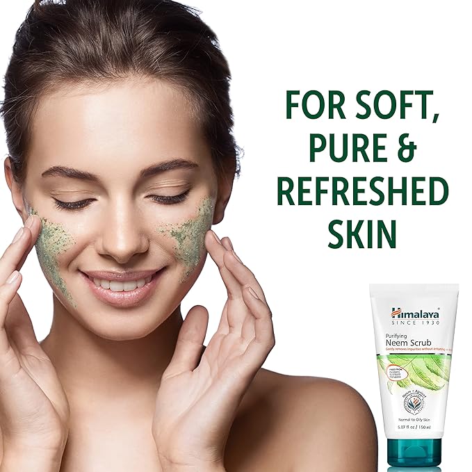 Himalaya Purifying Neem Scrub with Neem and Apricot, For Normal to Oily Skin, Free from Parabens, SLS, and Phthalates, Dermatologically Tested, 150 ml (5.07 oz)