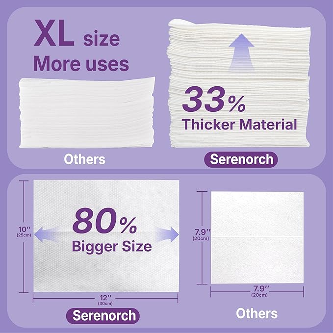 Disposable Face Towels XL 150 Count, Pearl Texture Facial Tissues for Deep Cleansing, Ultra Thick Makeup Remover Dry Wipes, Lint Free Cotton Tissue for Sensitive Skin