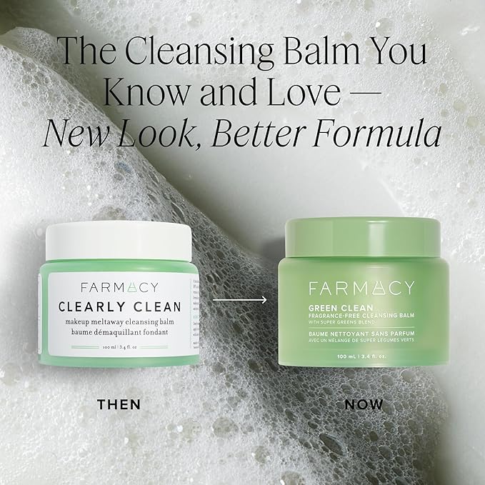 Farmacy Sensitive Skin Makeup Remover Cleansing Balm - Green Clean Waterproof Makeup Remover Balm + Oil Cleanser for Face - Melts Make Up + SPF - Hydrates + Softens Skin - Fragrance Free (100ml)