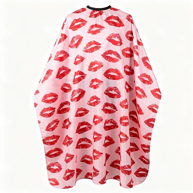 Salon Cape for Women,Adjustable Hair Cutting Cape,Professional Large Barber Stylist Hairdresser Cape,Waterproof & Light Weight & Machine Washable- 63”× 56” (Big Red Lips)