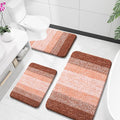 OLANLY Bathroom Rugs Sets 3 Piece, Soft Absorbent Microfiber Bath Mats and U-Shaped Contour Toilet Rug, Plush Shaggy Bath Mat Set for Bathroom (36"x24"+24"x16"+24"x20", Orange)