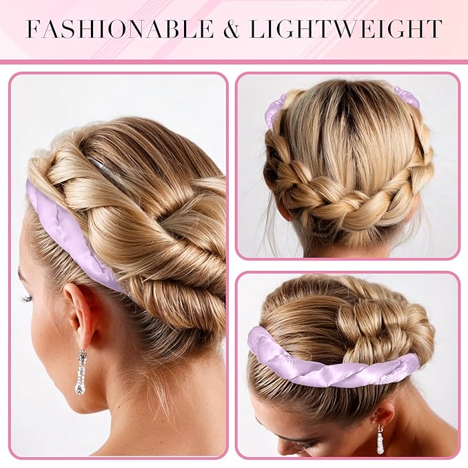 Heatless Curling Rod Headband, Heatless Hair Curler Heatless Curls Overnight for Short Long Hair No Heat Overnight Curls with Thin Curlers to Sleep In for Short Hair (Purple)