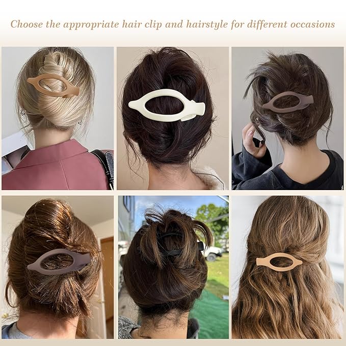 8PCS Flat Hair Claws Matte Non-Slip Clips for Women, Strong Hold Hair Accessories for All Hair Types, Daily Wedding Party Date Beach Use (Style4(Oval))