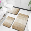 OLANLY Bathroom Rugs Sets 3 Piece, Soft Absorbent Microfiber Bath Mats and U-Shaped Contour Toilet Rug, Plush Shaggy Bath Mat Set for Bathroom (36"x24"+24"x16"+24"x20", Tan)