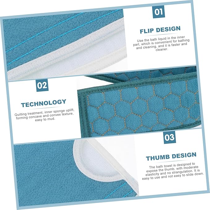 Exfoliating Back Scrubber Set 2pcs Long Bath Strap Gloves for Deep Cleansing Suitable for Skin Types Soft Touch