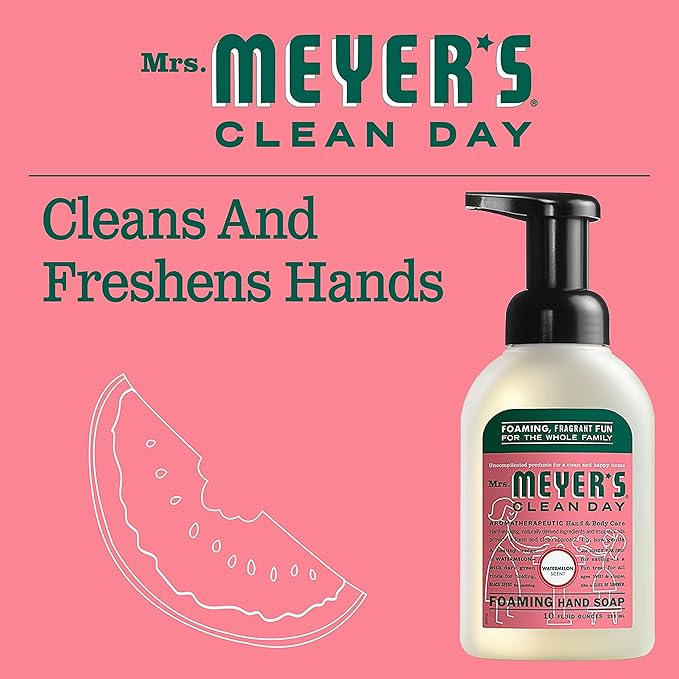 Mrs. MEYER'S CLEAN DAY Foaming Hand Soap, Watermelon Scent 10 Fl oz (Pack of 4)