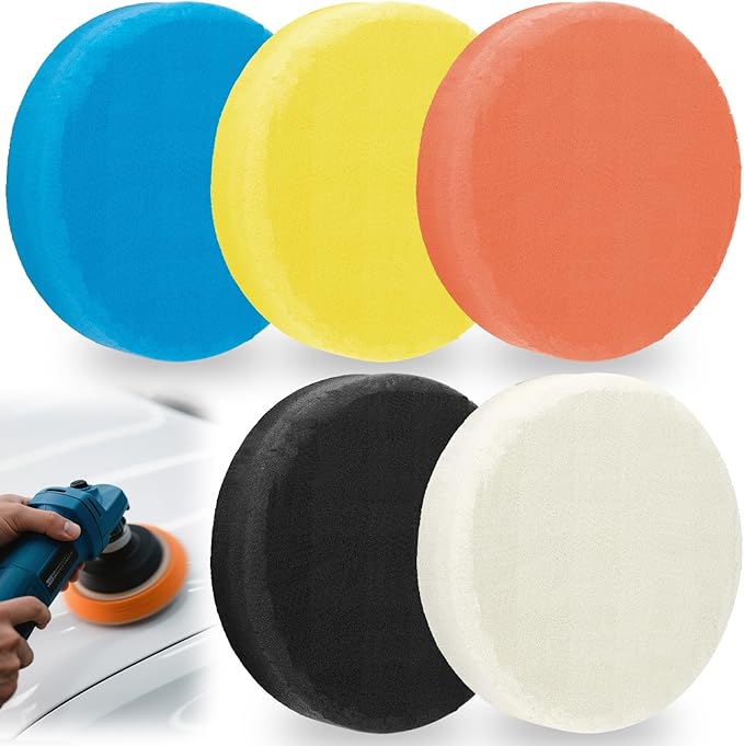 5 PCS 5 Inch Buffing Polishing Pads, Cutting Pads for Polisher, Body Repair Buffing Sponge Pad Kit for 5 Inch Backing Plate, for Car Buffer Compounding, Polishing and Waxing