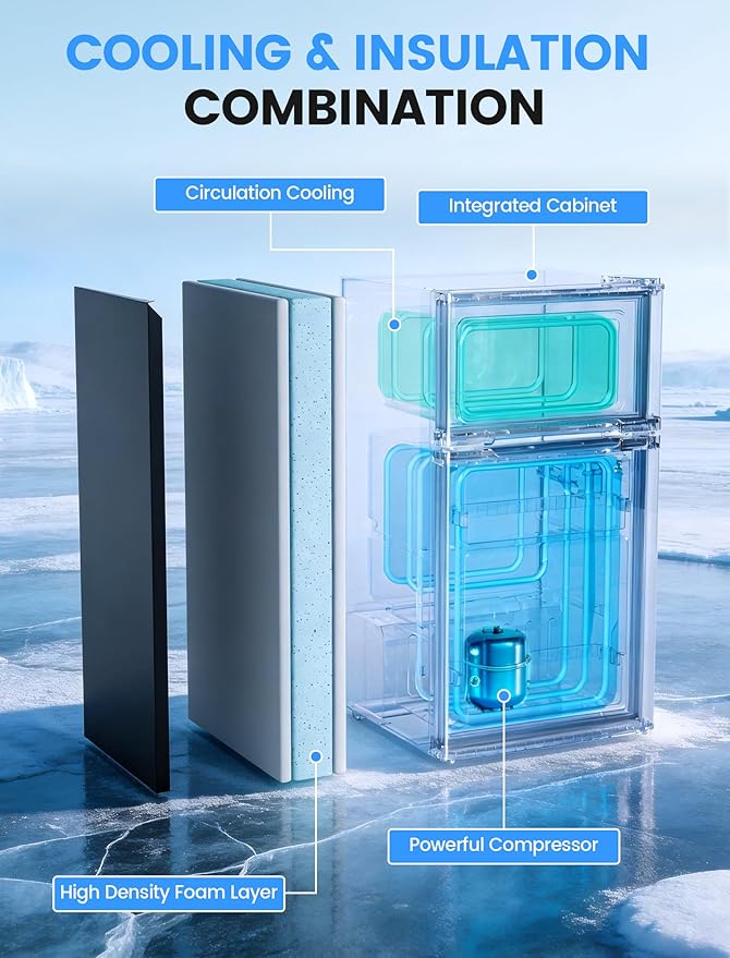 COWSAR 2.5 Cu.Ft Dorm Fridge with Freezer, Double Reversible Door Compact Refrigerator with 2 Removable Shelves, Commercial Drink Fridge for Bedroom, Office, Kitchen, Dorm, Black