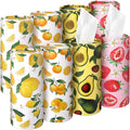Zonon 8 Pcs Car Tissues Holder Round Box with Facial Tissue Bulk Fruit Multicolor Car Tissues Cylinder with 50 Sheets Face Towel Fit for Cube Boxes Christmas Round Tubes Cup Holder Container Travel