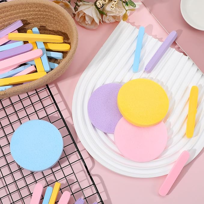480Pcs Compressed Facial Sponges for Estheticians, Soft Makeup Removal Round Face Wash Sponge, PVA Spa Disposable Face Sponges for Cleansing Women Esthetician Beauty Remover Supplies,4 Colors