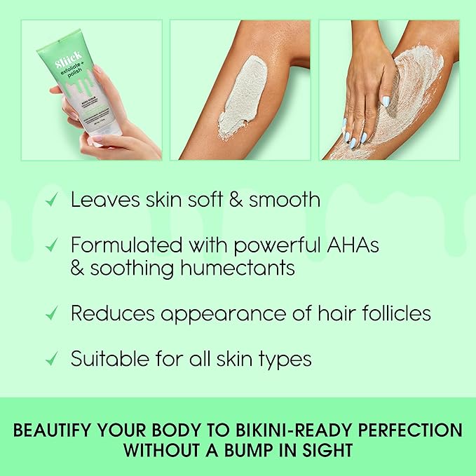 Sliick Exfoliate and Polish Body Scrub, Infused with Pumice and Glycolic Acid, 7 oz