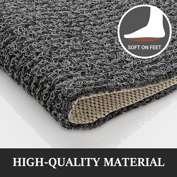 LuxStep Shower Mat Bathtub Mat,47x16 inch, Non-Slip Bath Mat with Drain, Quick Drying PVC Loofah Bathmat for Tub,Shower,Bathroom (Phthalate Free,Black)