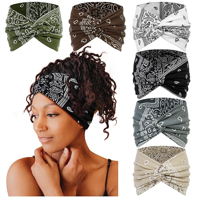 Tobeffect Wide Headbands for Women, 7'' Extra Wide Boho Headbands Fashion Headwraps Stretchy Hairbands Head Scarf Hair Accessories