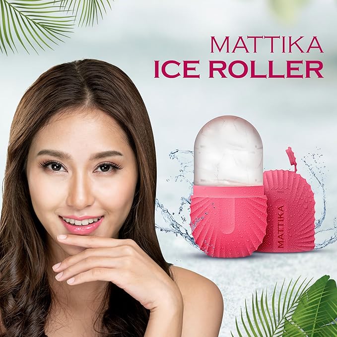Ice Roller for Face & Eyes – Facial Ice Roller for Under Eye Puffiness, Reusable Silicone Ice Face Roller Massager for Skin Tightening, Pore Shrinking & Cooling Skincare Tool (Pink)