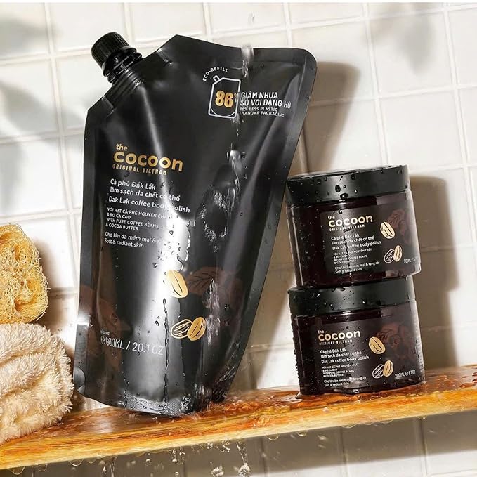 COCOON DAKLAK COFFEE BODY POLISH 600ML - Cà Phê Đắk Lắk Làm Sạch Da Chết Cơ Thể