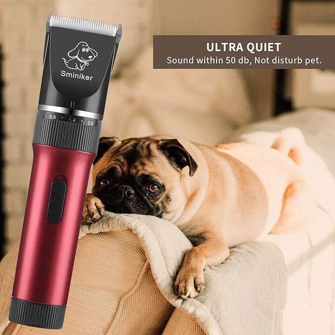 Sminiker Low Noise Horses Clippers Rechargeable Cordless Pet Clippers Grooming Kit with Storage Bag 5 Speed Professional Animal Clippers Pet Grooming Kit