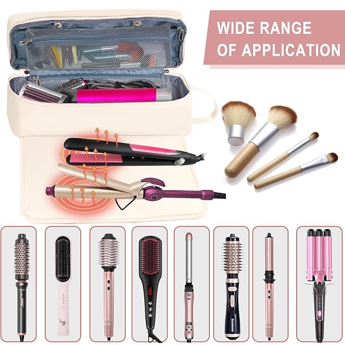 Hair Tools Travel Bag with Heat Resistant Mat Hair Styling Accessories Storage Case for Hair Dryer Flat Iron Straightener Curling Iron Haircare Accessories Travel Essentials for Women