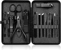 Nail Clippers Sets High Precisio Stainless Steel Nail Cutter Pedicure Kit Nail File Sharp Nail Scissors and Clipper Manicure Kit Fingernails & Toenails with Portable Stylish case (Black)