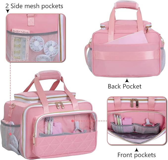 Nail Polish Organizer Holds 80 Bottles, with Two Removable Case, Portable Travel Nail Kit Storage Bag for Manicurist, Nail Art Enthusiasts,Pink