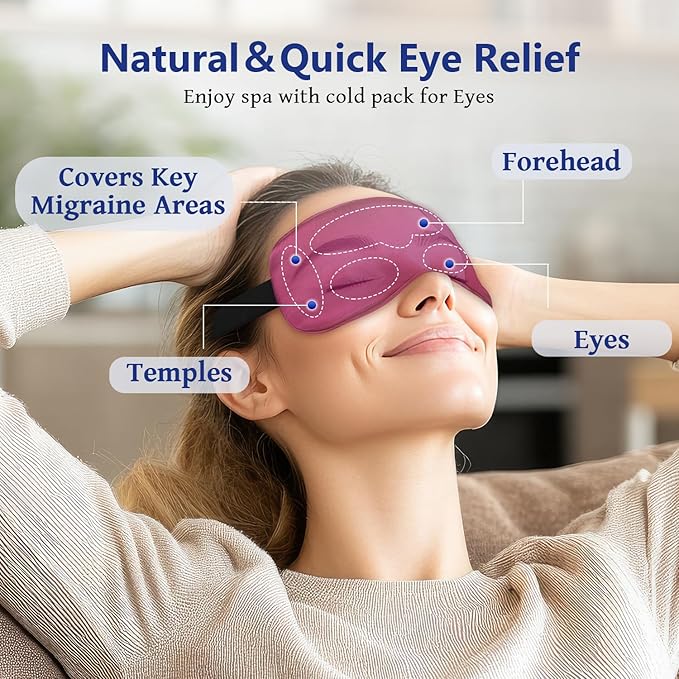 Cooling Eye Mask for Sleeping Silk Migraine Headache Relief Gel Mask Cold Compress Eye Face Ice Pack Reusable for Eyestrain Dark Circles and Puffiness Cold Therapy Gifts for Women Girls