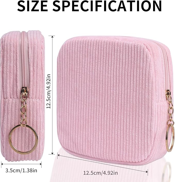 Sanitary Napkin Storage Bag, Preppy Corduroy Period Bag for Women, Cute Portable Period Pouch with Zipper, Sanitary Pads Bag Tampons Holder for Purse, First Period for Women Ladies
