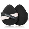 Makeup Sponge Set, GloréBrochas 2PCS Micro Porous Low Absorption Foundation Sponges, Latex-Free PU Makeup Puff, 3.2inches Soft Dual-Sided Powder Puff for Face Powder, Black