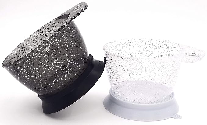 Colortrak Galaxy Glitter Bowls With Suction Cup Holder for Hair Coloring Process - Includes Removable Suction Rings for Functionality and Stability for Professionals and Stylists, 2-Pack
