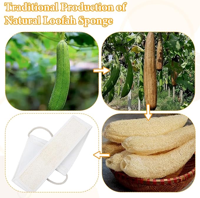 Natural Loofah Back Scrubber, Exfoliating Body Scrubber, Loofah Exfoliating Bath Strap Shower Loofah Back Sponge to Clean Body Deeply for Women and Men