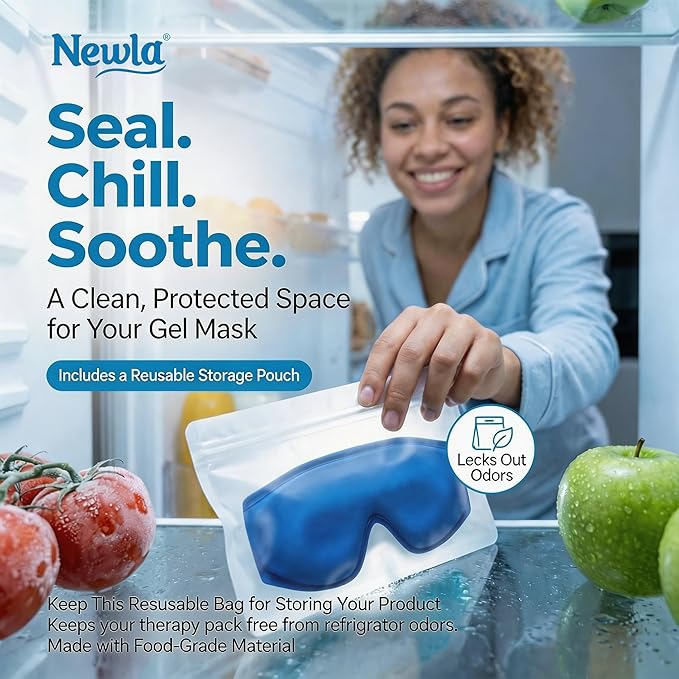 Upgraded Cooling Gel Eye Mask for Puffy Eyes: Larger Full-Eye Cover Design, Ice Cooling Relief, Reusable Cold Compress for Dark Circles, Eye Bags, Fatigue & Migraine (Blue)