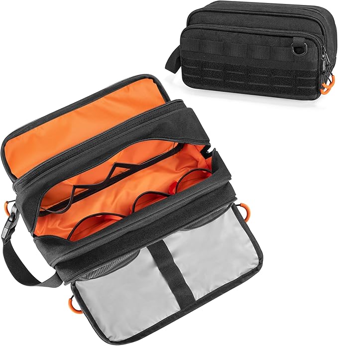 Tactical Toiletry Travel Bag for Men, Dopp Kit Shaving Organizer Case for Toiletries, Shower and Grooming Care Accessories, Black (Empty Bag Only, Patent Design)