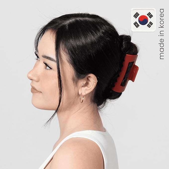 The Original Mello Hair Claw Clip Squishy Claw Clip Made in Korea Patent Pending 30021976 (Red, Medium)