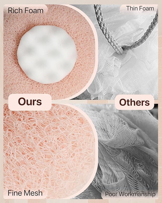 Super Soft Sunflower Suction Cup Bath Ball, 2025 Upgraded 2-in-1 Sunflower Ball Exfoliating Bath Sponge Cleaning Brush, Mesh Shower Body Sponge Accessories for Women, Men Shower (Cyan+Pink)