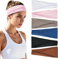 Headbands for Women Non-Slip Workout Hair Bands, 6 Pack Stretchy Athletic Soft Sweatbands, Elastic Cloth Fabric Headband, Fashion Head Bands for Yoga Running Sports Gym Sports Exercise