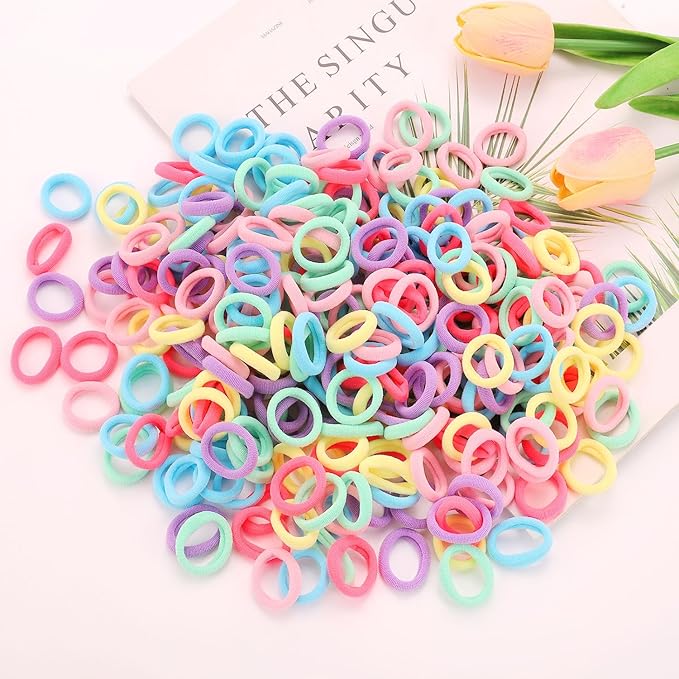 200 Pack Hair Ties BEoffer Baby Toddlers Girls Elastics Hair Bands No Damage Multicolor Colorful Small Rubber Bands Ponytail Pigtails Holders Not Harm to Hair (Macaron)