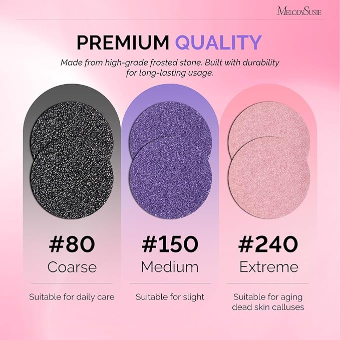 MelodySusie 80PCS Replacement Sandpaper Discs with 25mm Metal Nail Drill Bit, 80 Coarse 150 Medium 240 Extreme Fine Grit for Electric Foot File Callus Remover Tool or Polishing Craft