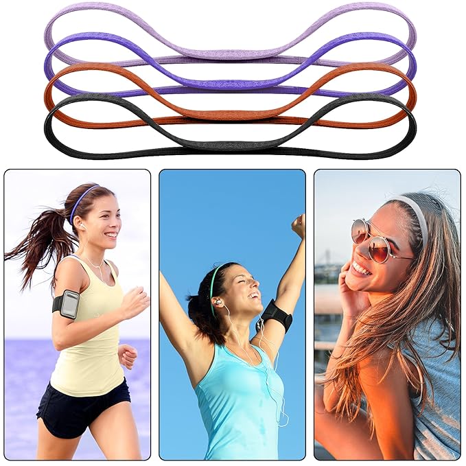 Duufin 20 Pieces Elastic Sport Headbands for Women Men Girls Non Slip Workout Headband Colorful Thin Elastic Headbands, 13 Colors