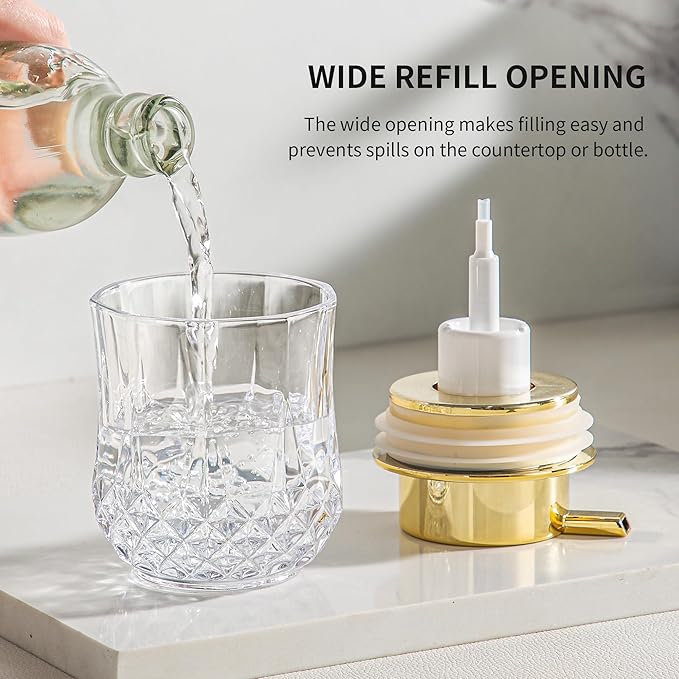 Foaming Soap Dispenser, Bathroom Hand Foam Soap Dispensers for Gold Pump,Glass Refillable Dish Soap Dispenser,Modern Home Soap Dispenser for Bathroom,Kitchen(Clear/Gold Poam Pump)