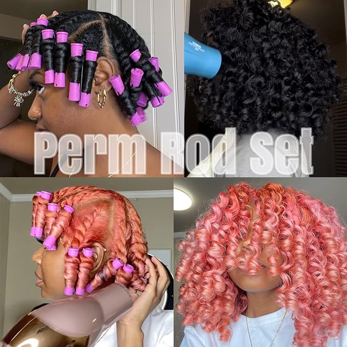 YOROSTAR 20pcs Purple Plastic Perm Rods Set for Natural Hair Cold Wave Rods Hair Curlers Rollers for Long Short Women's Hair DIY Hairdressing Tools