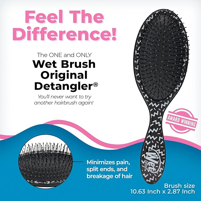 Wet Brush Original Detangler Brush - Squiggle, Hipster - All Hair Types - Ultra-Soft Bristles Glide Through Tangles with Ease - Pain-Free Comb for Men, Women, Boys & Girls (Pack of 3)