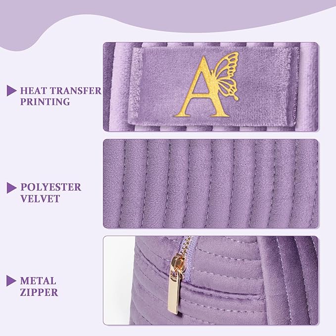 COSHAYSOO Purple Makeup Bag Gifts for Women Teacher Nurse Boss Coworker Employee Appreciation Thank You Birthday Gift Ideas, Christmas Presents Burr Basket Stuffers Travel Cosmetic Pouches Letter A