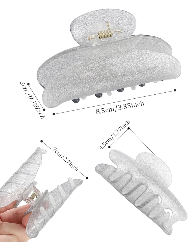 4Pcs Large Acrylic Clips - Big Non-Slip Banana Barrettes for Thick Hair, Strong Hold Jaw Clips for Women Girls