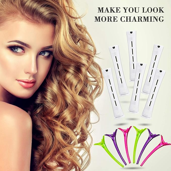 WILLBOND Hair Styling Kit: 48 Hair Perm Rods Plastic Cold Wave Rods, 2 Steel Pintail Combs, 350 Perm Papers, 6 Duck Bill Clips for Hairdressing Styling(White)
