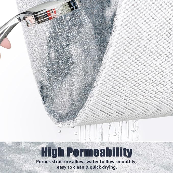 Shower Mat Non Slip - 24x32 Inch Soft Comfort Bath Mat with Drainage Holes, PVC Loofah Massage Bathmat for Shower, Tub, Bathroom, Wet Areas, Quick Drying