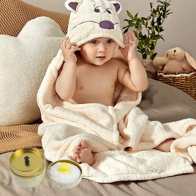2 Pcs Body Powder Puff and Container Large with Powder Puffs Empty Bath Dusting Box for Women Light Yellow & Light Blue