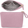 MAGEFY Small Makeup Bag, Corduroy Small Pouches for Purse Cosmetic Bag Makeup Pouches for Key Pocket Lipstick Bag Card Holder Data Cable Organizer(Pink,Small)