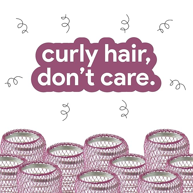 Annie Wire Mesh Rollers – Jumbo 1 3/4 Inch Hair Curlers for Maximum Volume & Body, Heatless Styling Tools for Long Hair – 6 Count (Purple)