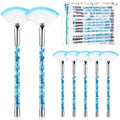 Nuenen 12 Pcs Soft Fan Facial Brushes Mask Acid Applicator Brush for Mud Cream Blush Makeup Peel Glycolic Multi Use Cosmetic Tools with Glitter Quicksand Handle and Pouch(Blue)