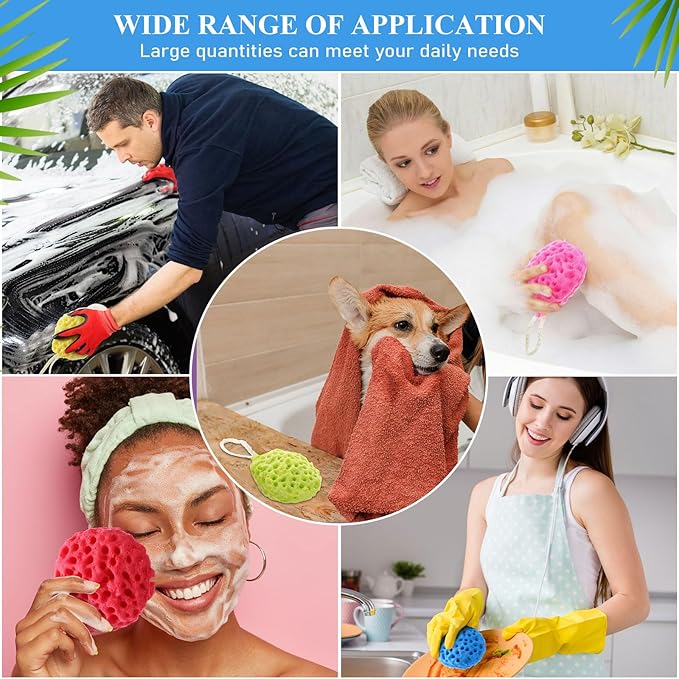 6 Pcs Bath Sponge Deep Cleansing Body Loofah Gentle and Deep Exfoliating Body Scrubber Bath Accessories Men Women Baby Sponge for Bathing Shower (Stylish Color)
