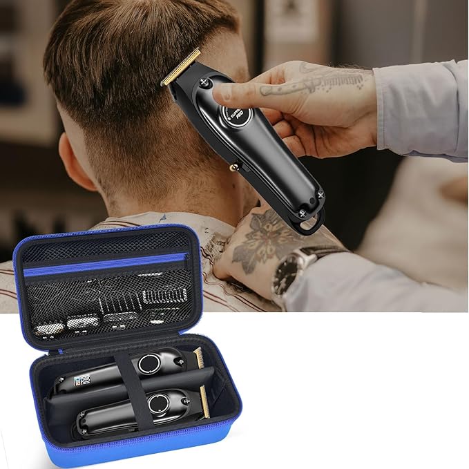 Case Compatible with Novah for Ufree for KIKIDO for GLAKER for FADEKING for GSKY for Romanda Professional Hair Clippers, Beard Trimmer Grooming Storage Holder for Hair Trimmers Set (Box Only)-Blue