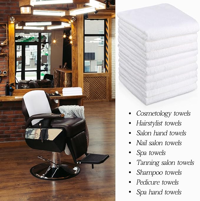 Shimeyao 26 Pcs Salon Bleach Proof Towels Highly Absorbent Hair Towels Hand Facial Cloths Bleach Resistant for Salon Barber Spa Beauty Bath Hair Stylist(White,16 x 29 Inch,Classic)